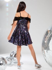 فستان حفلات 2 في 1 بفيونكة ومزيّن بترتر من Lipsy (5-16 سنة) - Image 4 of 4