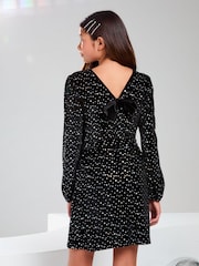 Lipsy Black Glitter Velvet Party Dress (5-16yrs) - Image 4 of 4