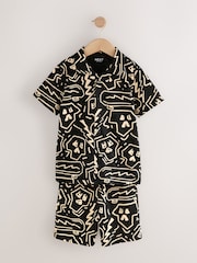 Black/White 100% Cotton Printed Jersey Shirt And Shorts Set (3-16yrs) - Image 6 of 10