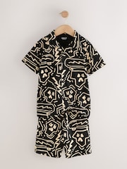 Black/White 100% Cotton Printed Jersey Shirt And Shorts Set (3-16yrs) - Image 7 of 10