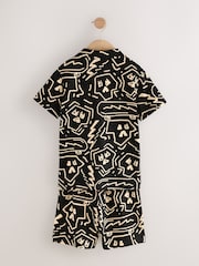 Black/White 100% Cotton Printed Jersey Shirt And Shorts Set (3-16yrs) - Image 8 of 10