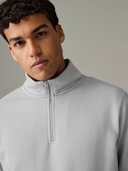 Light Grey Jersey Cotton Rich Quarter Zip Sweatshirt - Image 1 of 7