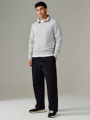 Light Grey Jersey Cotton Rich Quarter Zip Sweatshirt - Image 2 of 7