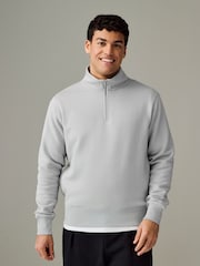 Light Grey Jersey Cotton Rich Quarter Zip Sweatshirt - Image 3 of 7