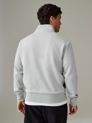 Light Grey Jersey Cotton Rich Quarter Zip Sweatshirt - Image 4 of 7