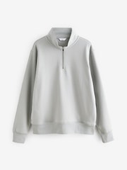 Light Grey Jersey Cotton Rich Quarter Zip Sweatshirt - Image 5 of 7