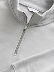 Light Grey Jersey Cotton Rich Quarter Zip Sweatshirt - Image 6 of 7
