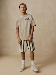 Stone Stripe Back Print Relaxed Fit Short Sleeve T-Shirt and Shorts Set (3-16yrs) - Image 1 of 10