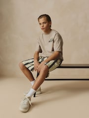 Stone Stripe Back Print Relaxed Fit Short Sleeve T-Shirt and Shorts Set (3-16yrs) - Image 2 of 10