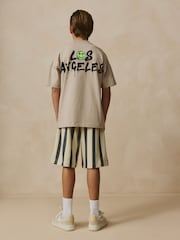 Stone Stripe Back Print Relaxed Fit Short Sleeve T-Shirt and Shorts Set (3-16yrs) - Image 4 of 10