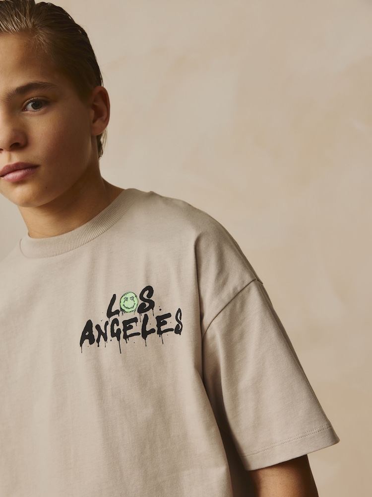 Stone Stripe Back Print Relaxed Fit Short Sleeve T-Shirt and Shorts Set (3-16yrs) - Image 5 of 10