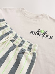 Stone Stripe Back Print Relaxed Fit Short Sleeve T-Shirt and Shorts Set (3-16yrs) - Image 9 of 10