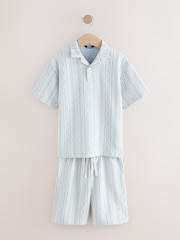Blue/ White Short Sleeve Revere Collar Polo Shirt and Shorts Set (3-16yrs) - Image 1 of 5
