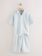 Blue/ White Short Sleeve Revere Collar Polo Shirt and Shorts Set (3-16yrs) - Image 3 of 5
