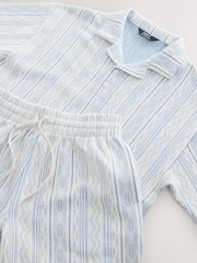 Blue/ White Short Sleeve Revere Collar Polo Shirt and Shorts Set (3-16yrs) - Image 4 of 5