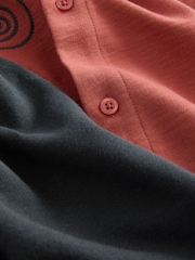Rust/Charcoal 100% Cotton Short Sleeve Embroidered Jersey Shirt and Shorts Set (3-16yrs) - Image 8 of 10