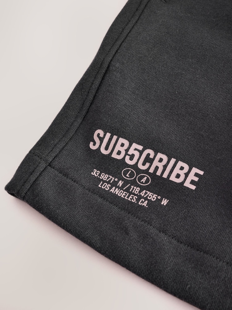 White/Charcoal Subscribe Short Sleeve Bag T-Shirt and Shorts Set (3-16yrs) - Image 10 of 10 White/Charcoal Subscribe Short Sleeve Bag T-Shirt and Shorts Set (3-16yrs) - Image 10 of 10