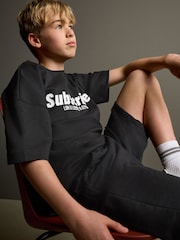 Black Subscribe Short Sleeve T-Shirt and Shorts Set (3-16yrs) - Image 3 of 9