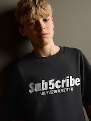 Black Subscribe Short Sleeve T-Shirt and Shorts Set (3-16yrs) - Image 4 of 9