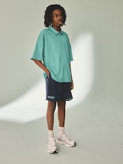 Green/Navy Short Sleeve Sports Shirt and Shorts Set (3-16yrs) - Image 2 of 13