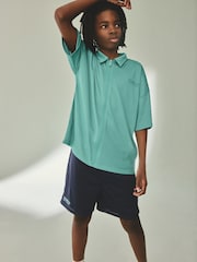 Green/Navy Short Sleeve Sports Shirt and Shorts Set (3-16yrs) - Image 3 of 13