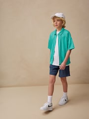 Green/Navy Short Sleeve Sports Shirt and Shorts Set (3-16yrs) - Image 4 of 13