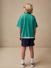 Green/Navy Short Sleeve Sports Shirt and Shorts Set (3-16yrs) - Image 5 of 13