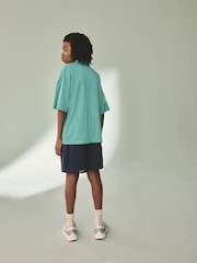 Green/Navy Short Sleeve Sports Shirt and Shorts Set (3-16yrs) - Image 6 of 13