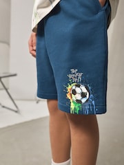 Ecru/ Blue Football Graphic Short Sleeve 100% Cotton T-Shirt and Shorts Set (3-16yrs) - Image 4 of 10