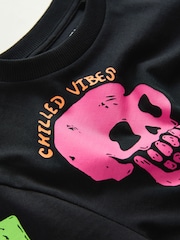 Black Regular Fit Graphic Regular Fit Short Sleeve T-Shirt and Shorts Set (3-16yrs) - Image 3 of 4