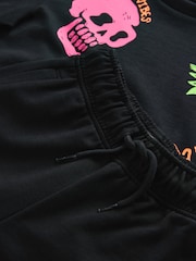 Black Regular Fit Graphic Regular Fit Short Sleeve T-Shirt and Shorts Set (3-16yrs) - Image 4 of 4