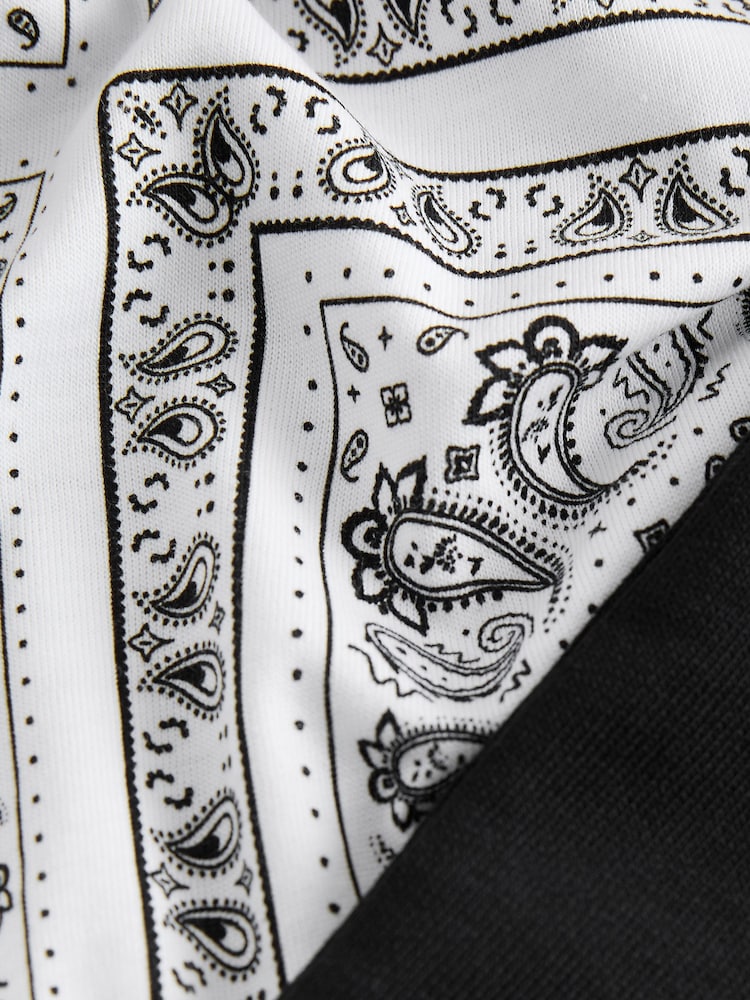 White/Black Paisley Relaxed Fit Short Sleeve T-Shirt and Shorts Set (3-16yrs) - Image 5 of 5