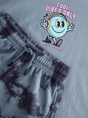 Blue Tie Dye Relaxed Fit Short Sleeve T-Shirt and Shorts Set (3-16yrs) - Image 4 of 6