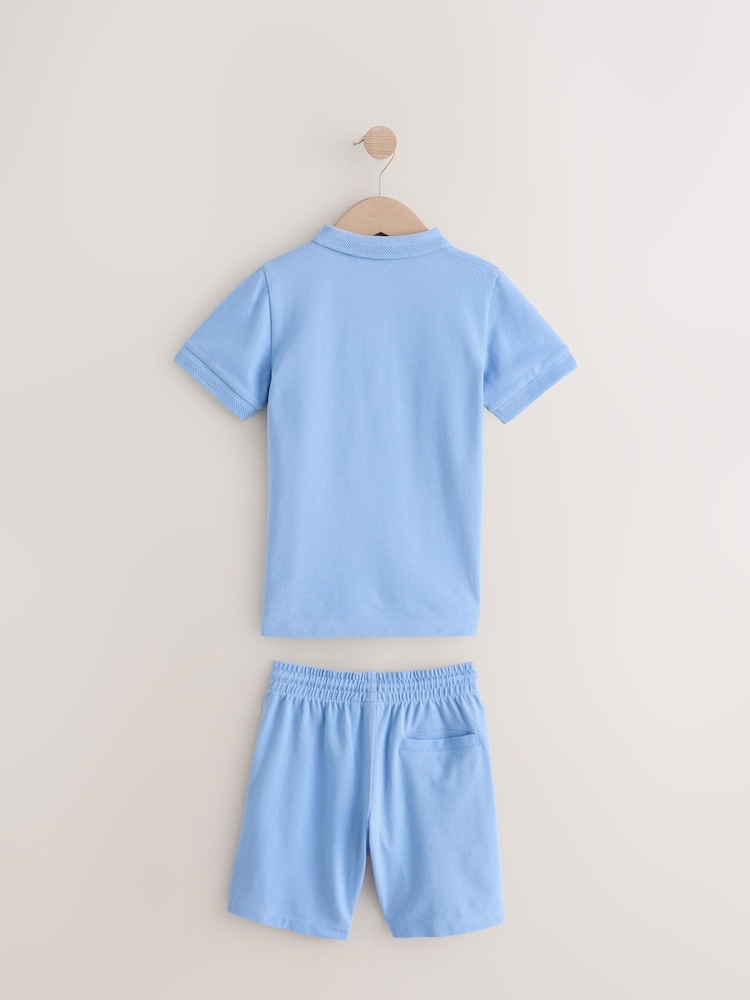 Azul - Conjunto de pantalones cortos y polo con cuello con cremallera (3-16años) - Imagen 2 de 7 Azul - Conjunto de pantalones cortos y polo con cuello con cremallera (3-16años) - Imagen 2 de 7