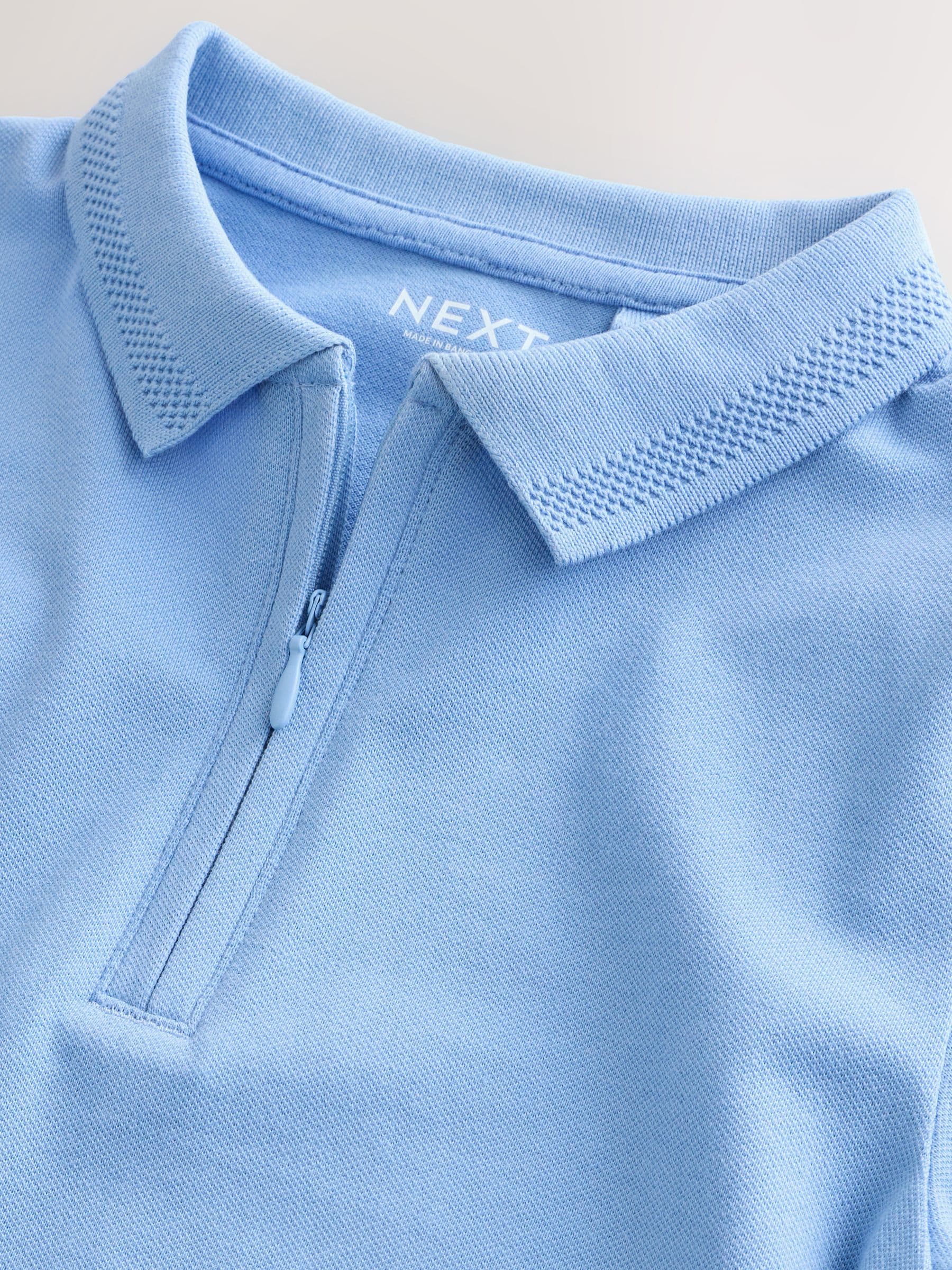 Buy Blue Zip Neck Polo Shirt And Shorts Set (3-16yrs) from