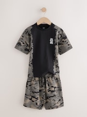 Black Tie Dye Relaxed Fit Short Sleeve T-Shirt and Shorts Set (3-16yrs) - Image 3 of 5