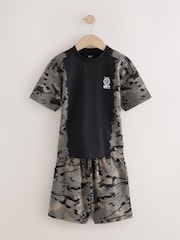 Black Tie Dye Relaxed Fit Short Sleeve T-Shirt and Shorts Set (3-16yrs) - Image 6 of 10