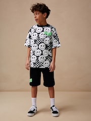 Black/White Checkerboard Relaxed Fit Short Sleeve T-Shirt and Shorts Set (3-16yrs) - Image 1 of 7