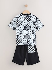 Black/White Checkerboard Relaxed Fit Short Sleeve T-Shirt and Shorts Set (3-16yrs) - Image 8 of 10