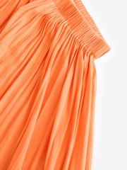 Orange Pleated Satin Maxi Skirt - Image 7 of 8