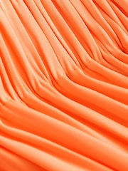 Orange Pleated Satin Maxi Skirt - Image 8 of 8