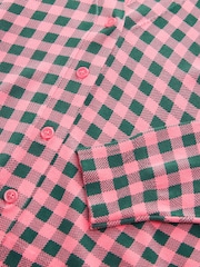 Pink Green Check Soft Touch Button Up Knitted Cardigan - Image 6 of 7