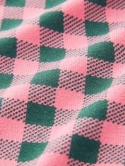 Pink Green Check Soft Touch Button Up Knitted Cardigan - Image 7 of 7