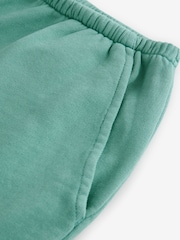 Teal Blue Raw Hem Detail Washed 100% Cotton Jersey Shorts - Image 6 of 7