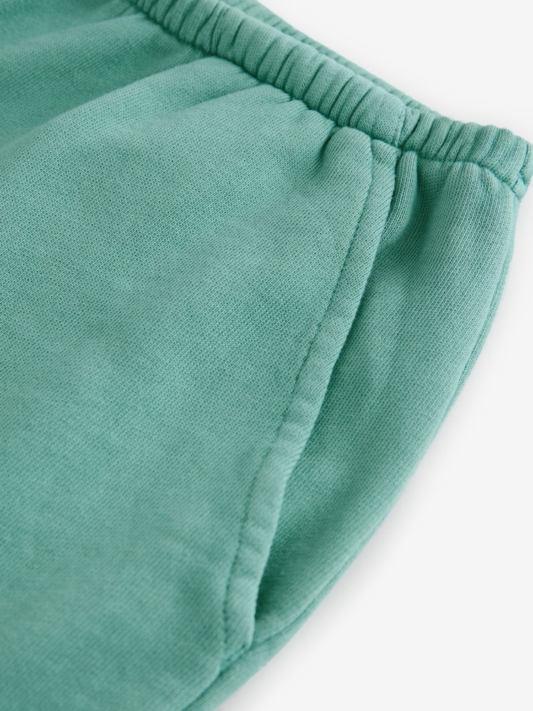 Teal Blue Raw Hem Detail Washed 100% Cotton Jersey Shorts - Image 6 of 7