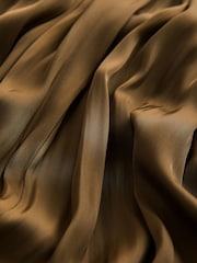 Boho Khaki Green Pleated Satin Maxi Skirt - Image 7 of 7