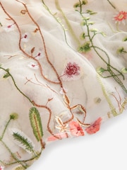 Ecru Embroidered Mesh Tulle Boho Maxi Skirt - Image 8 of 8