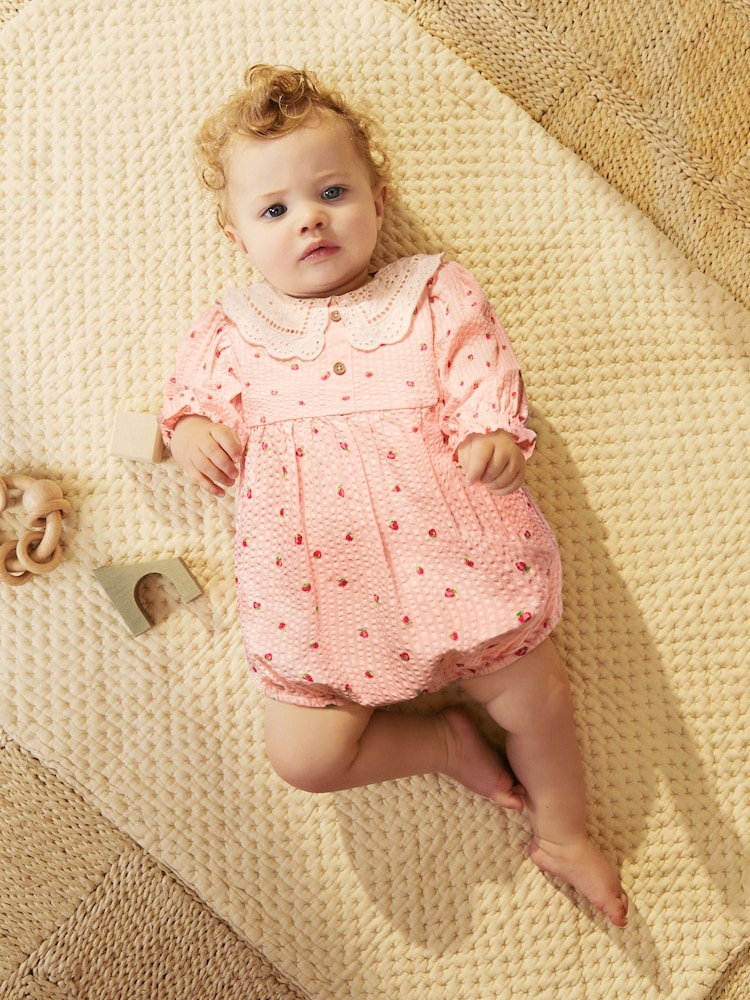 Pink Strawberry Print Baby Bloomer Romper (0mths-3yrs) - Image 4 of 10
