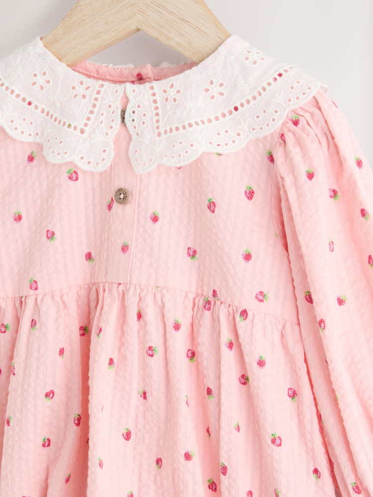 Pink Strawberry Print Baby Bloomer Romper (0mths-3yrs) - Image 7 of 10
