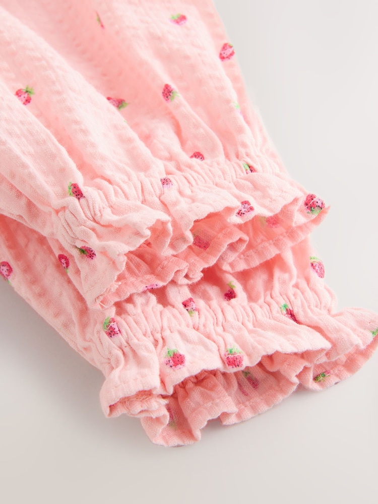 Pink Strawberry Print Baby Bloomer Romper (0mths-3yrs) - Image 9 of 10